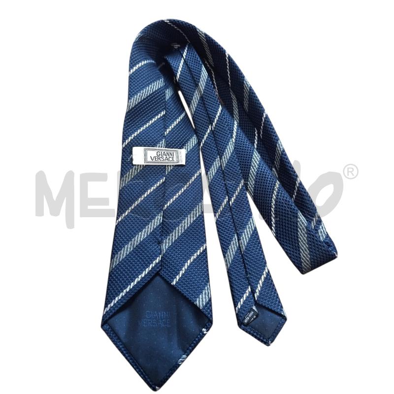 CRAVATTA BLU RIGHE BIANCHE GRI VERSACE | Mercatino dell'Usato Chieri 2