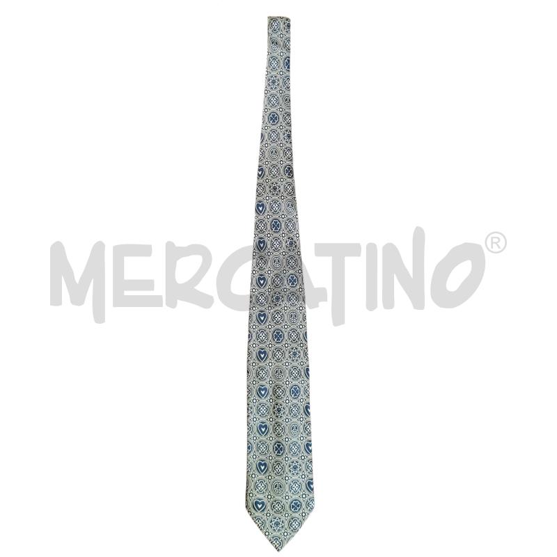 CRAVATTA MOSCHINO BLU CUORE QUADRIFOGLIO BEIGE | Mercatino dell'Usato Chieri 1