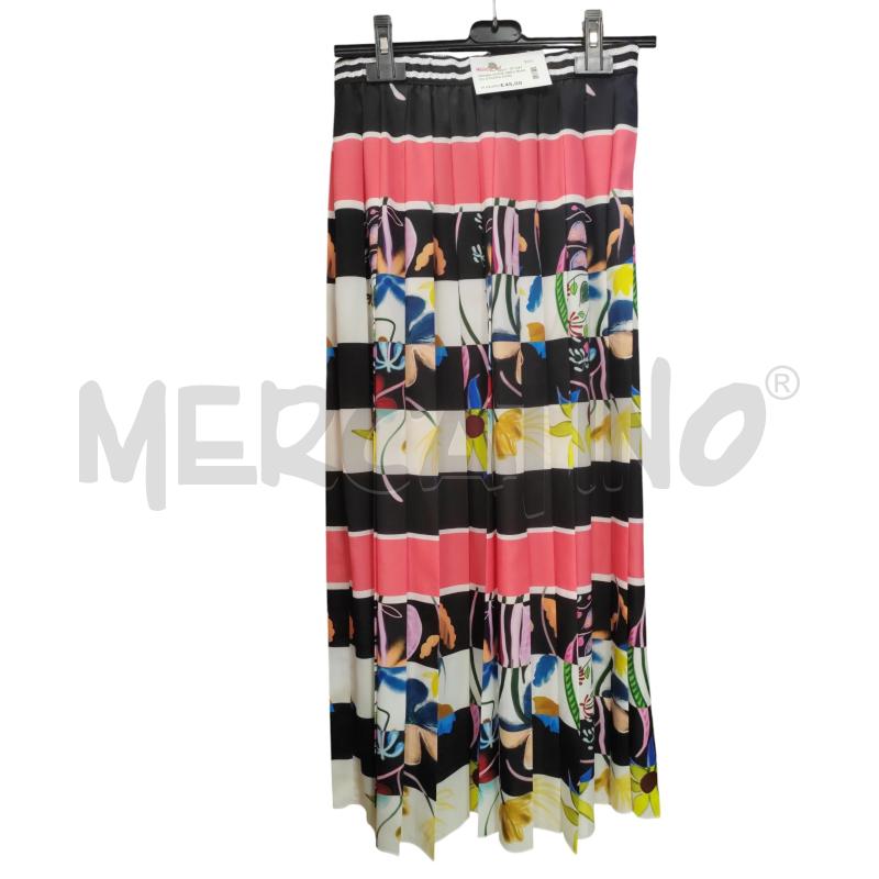 GONNA RIGHE NERO BIANCO STAMPA FIORI COLORATI SFIZIO | Mercatino dell'Usato Chieri 1