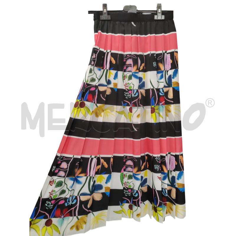 GONNA RIGHE NERO BIANCO STAMPA FIORI COLORATI SFIZIO | Mercatino dell'Usato Chieri 2