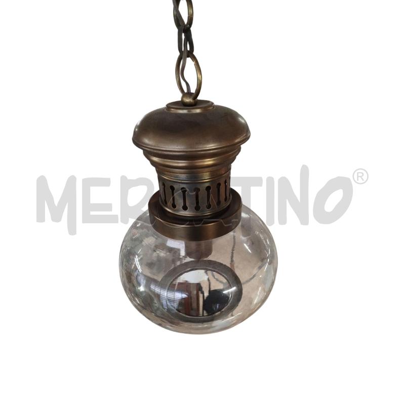 LAMPADARIO PALLA VETRO BORDO E PARTE ALTA OTTONE  | Mercatino dell'Usato Chieri 1