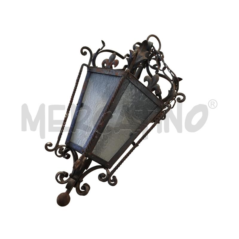LAMPADARIO  D'EPOCA FERRO BATTUTO VETRI | Mercatino dell'Usato Chieri 1