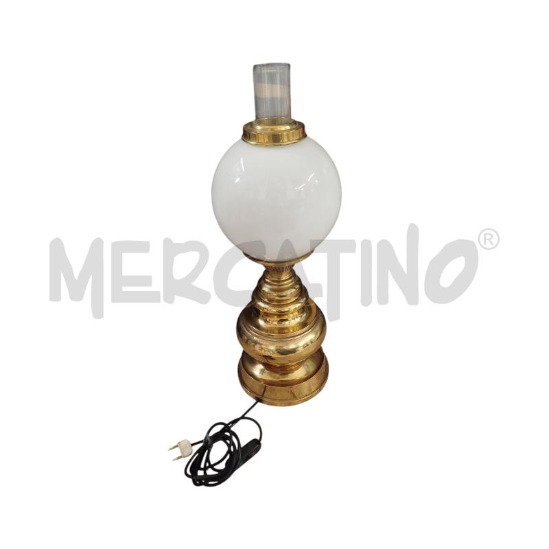 LAMPADA DA TAVOLO OTTONATA BOCCIA BIANCA | Mercatino dell'Usato Chieri 1