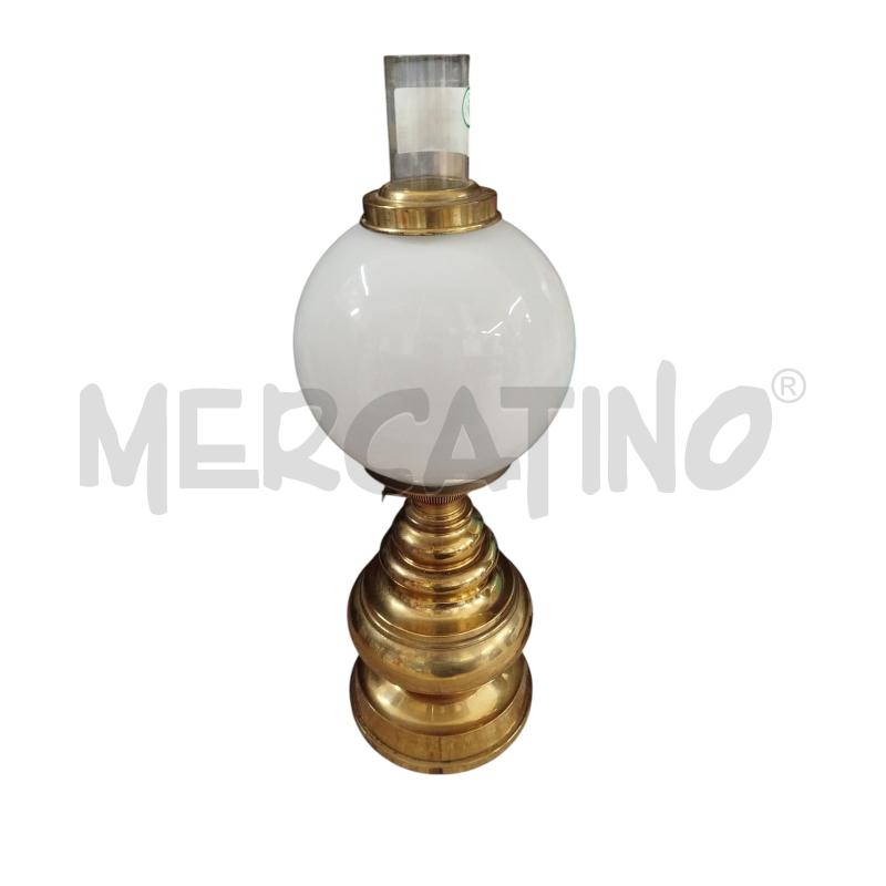 LAMPADA DA TAVOLO OTTONATA BOCCIA BIANCA | Mercatino dell'Usato Chieri 2