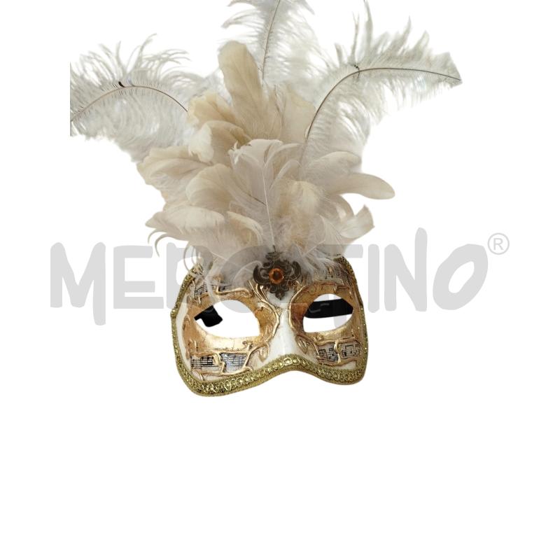 MASCHERA VENEZIANA CREMA ORO PIUME | Mercatino dell'Usato Chieri 1
