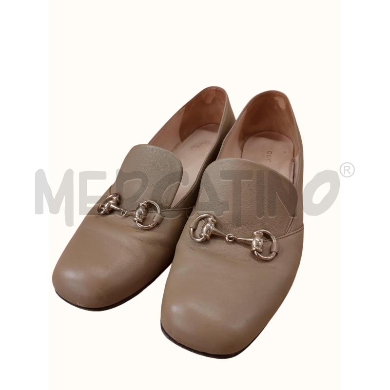 MOCASSINI DONNA GUCCI PELLE BEIGE CATENELLA DORATA | Mercatino dell'Usato Chieri 1