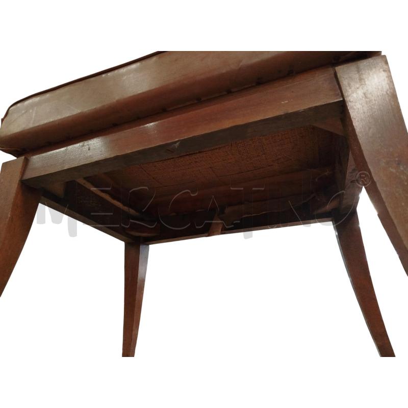 POUF PELLE MARRONE STRUTT. LEGNO | Mercatino dell'Usato Chieri 1
