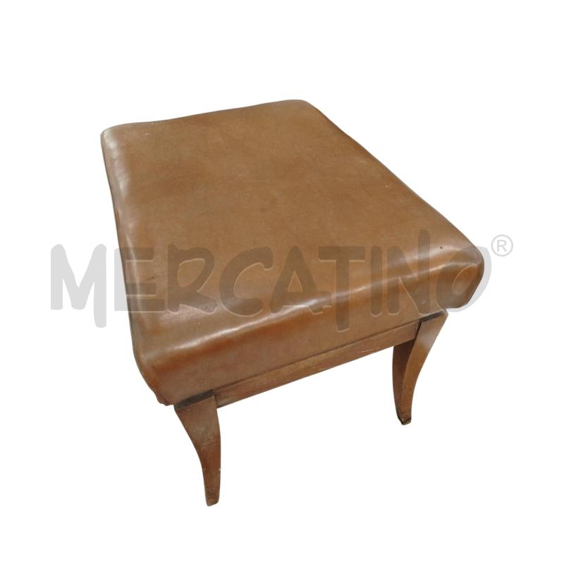 POUF PELLE MARRONE STRUTT. LEGNO | Mercatino dell'Usato Chieri 2