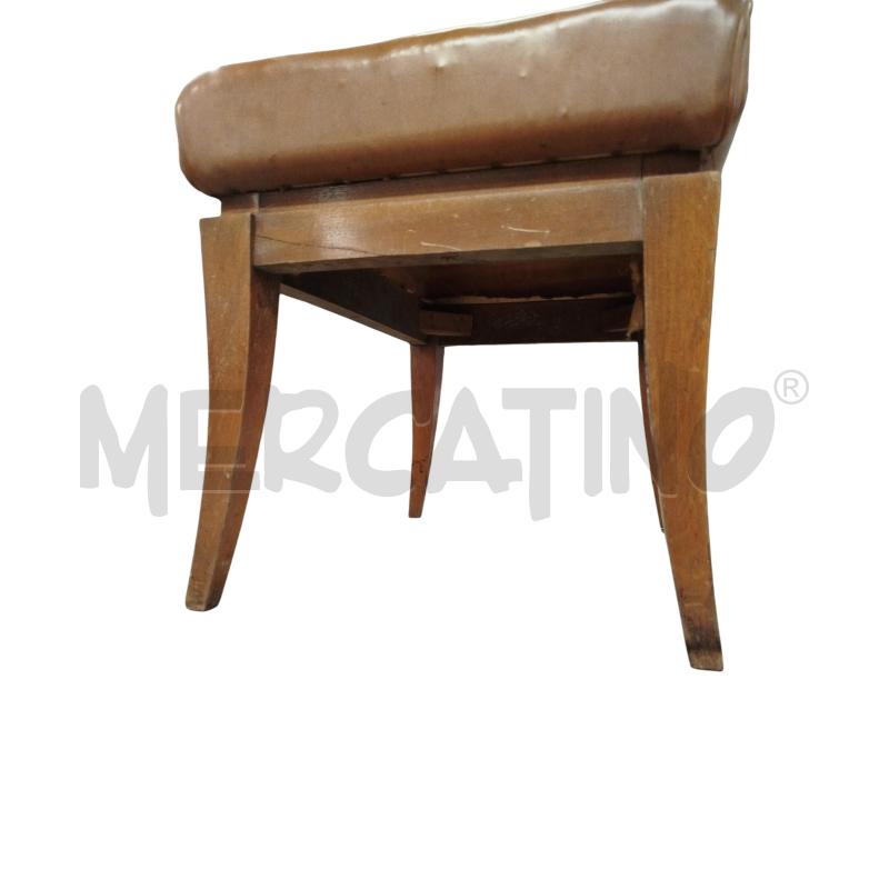 POUF PELLE MARRONE STRUTT. LEGNO | Mercatino dell'Usato Chieri 3