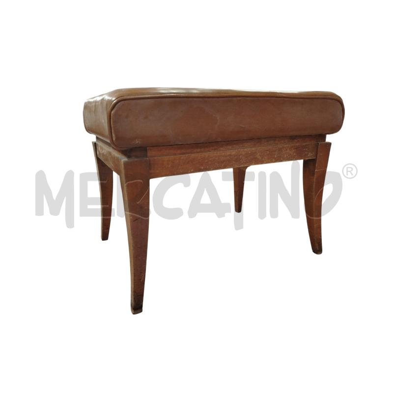 POUF PELLE MARRONE STRUTT. LEGNO | Mercatino dell'Usato Chieri 4