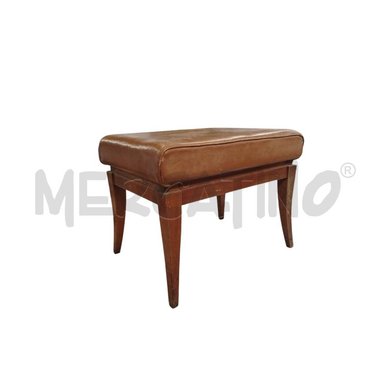 POUF PELLE MARRONE STRUTT. LEGNO | Mercatino dell'Usato Chieri 5
