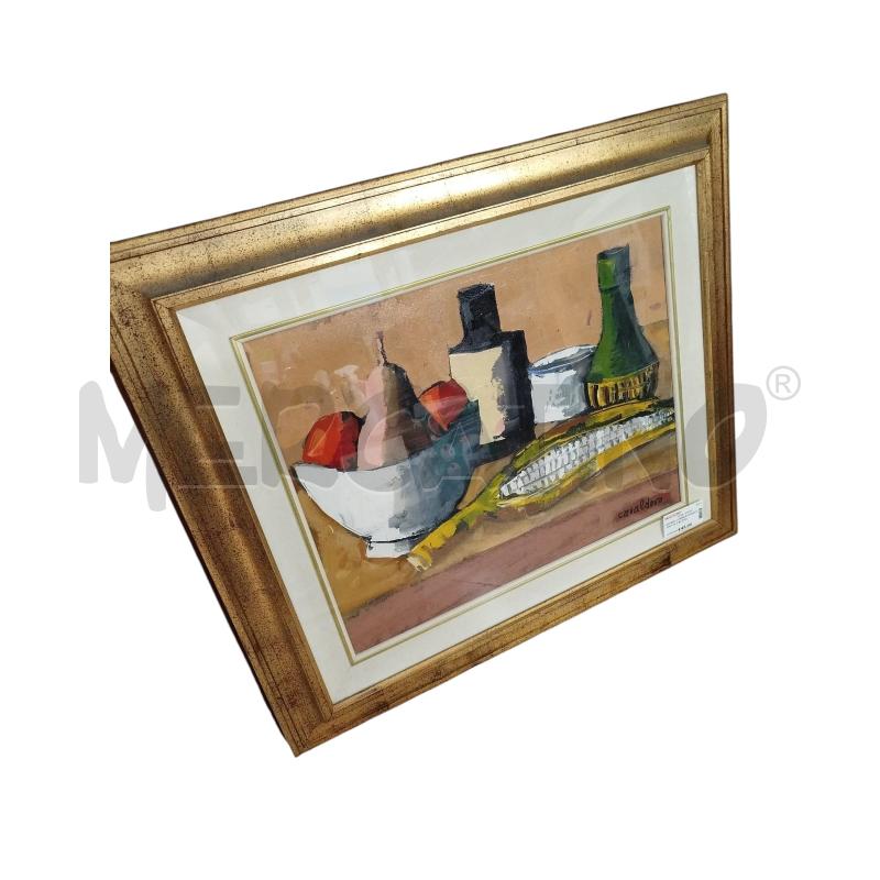 QUADRO CORNICE DORATA FRUTTA 2 BOTTIGLIE  | Mercatino dell'Usato Chieri 1