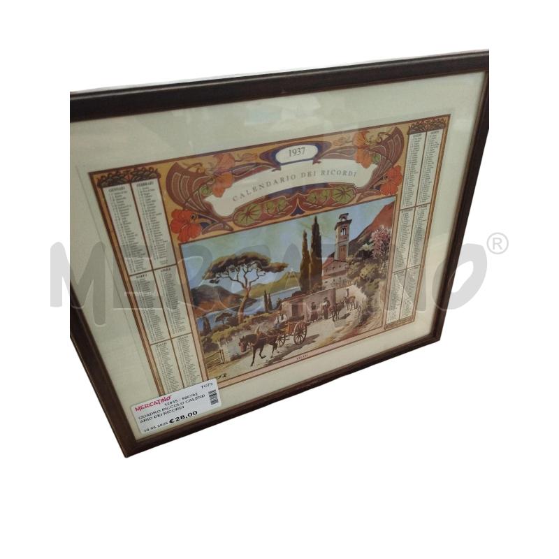 QUADRO PICCOLO CALENDARIO DEI RICORDI 1937 | Mercatino dell'Usato Chieri 1