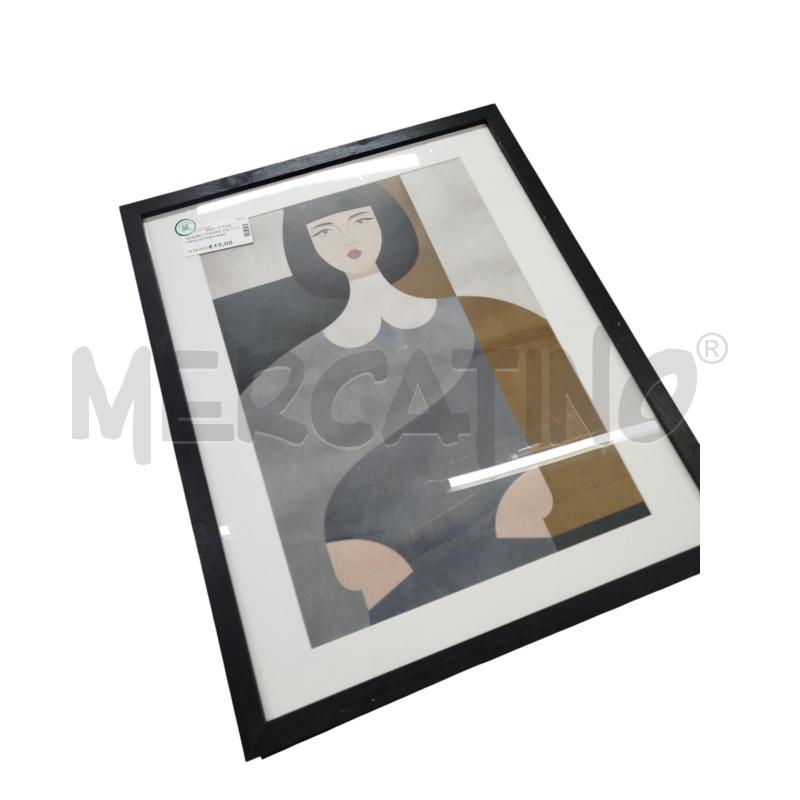 QUADRO STAMPA VOLTO DONNA SFONDO BIANCO CORNICE NERA | Mercatino dell'Usato Chieri 1