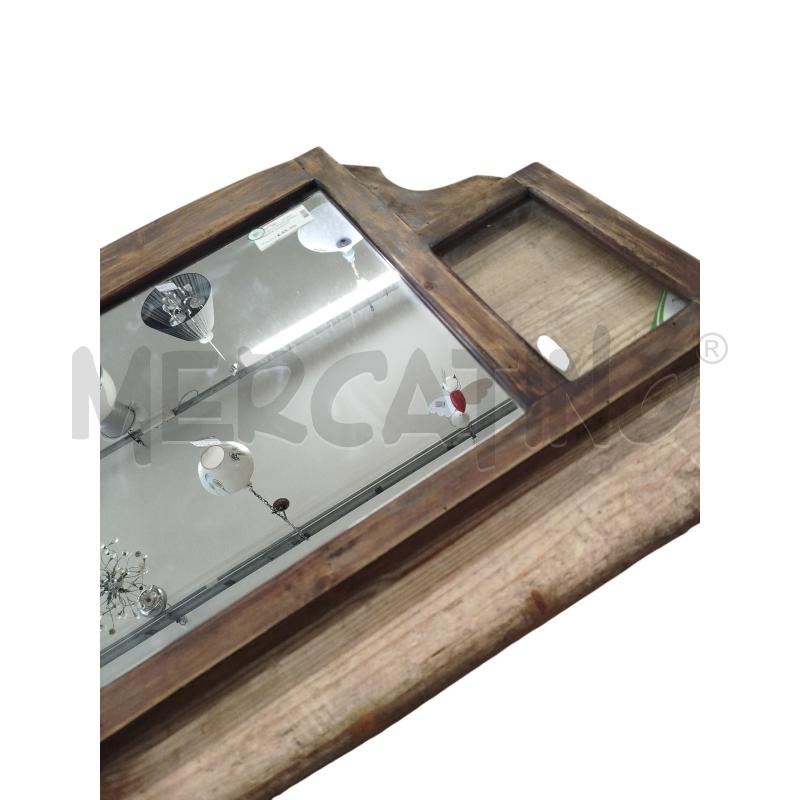SPECCHIO CORNIE LEGNO MARRONE CON DOPPIA CORNICE LATERALE | Mercatino dell'Usato Chieri 3