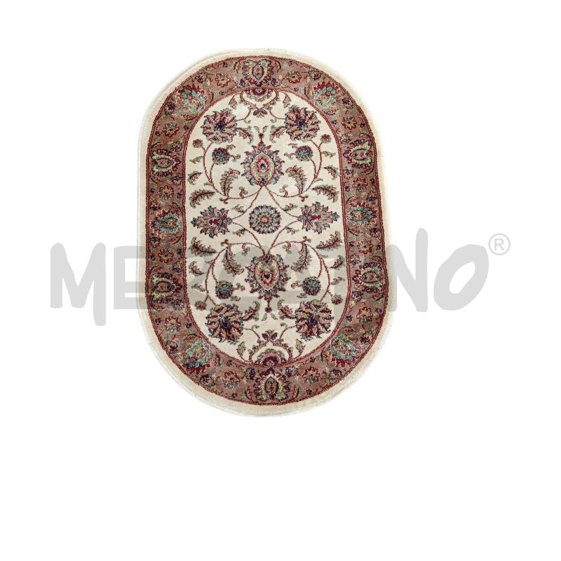 TAPPETO OVALE 90X60CM BEIGE BORDEAUX FIORI PETROLIO | Mercatino dell'Usato Chieri 1