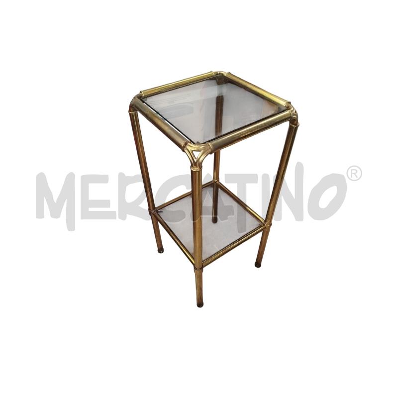 TAVOLINO DOPPIO PIANO VETRO STRUTT OTTONE | Mercatino dell'Usato Chieri 1