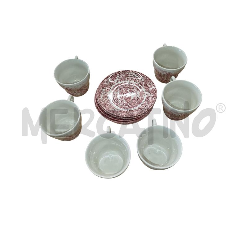 TAZZE PZ.  6 ENGLAND CON PIATTINI BIANCHI COLOR ROSSO | Mercatino dell'Usato Chieri 2