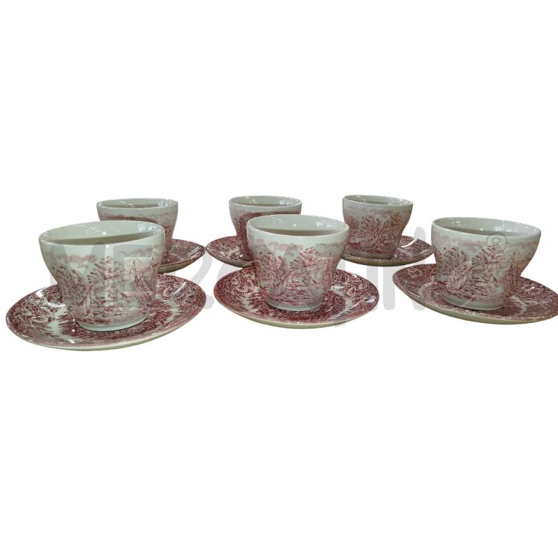 TAZZE PZ.  6 ENGLAND CON PIATTINI BIANCHI COLOR ROSSO | Mercatino dell'Usato Chieri 3
