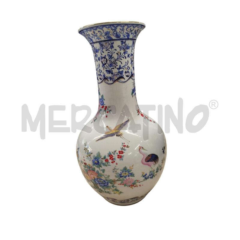 VASO ALTO BIANCO DECORO BLU FIORI | Mercatino dell'Usato Chieri 1