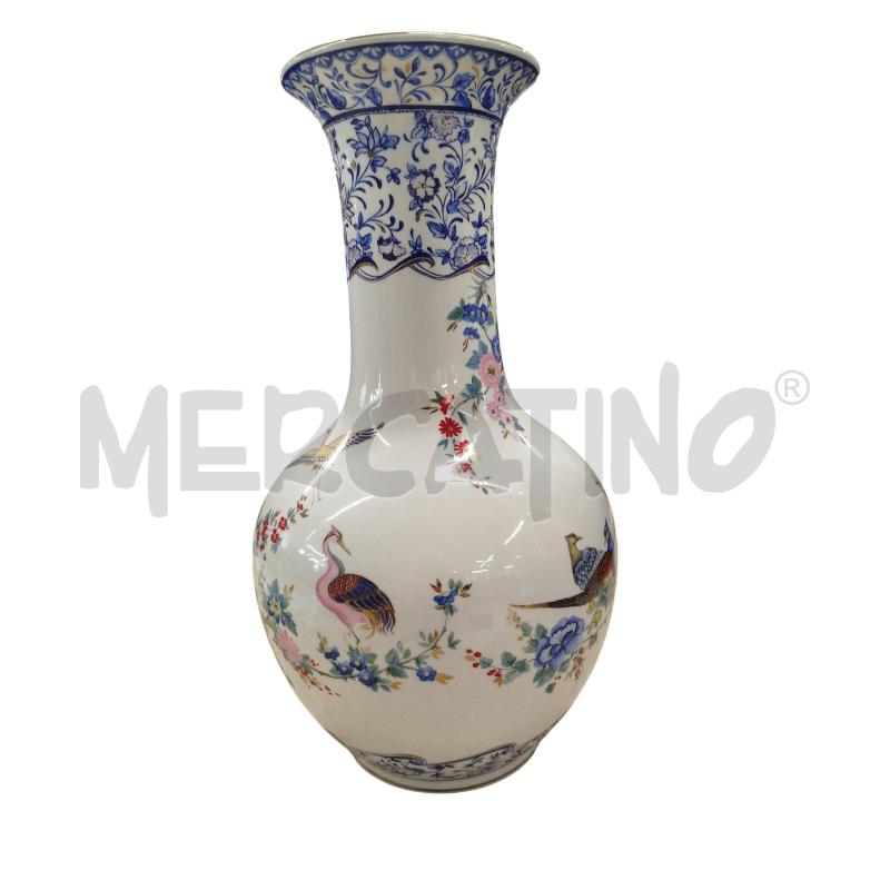 VASO ALTO BIANCO DECORO BLU FIORI | Mercatino dell'Usato Chieri 2
