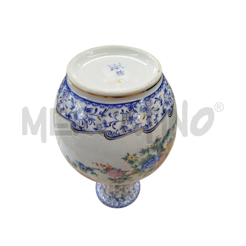 VASO ALTO BIANCO DECORO BLU FIORI | Mercatino dell'Usato Chieri 3