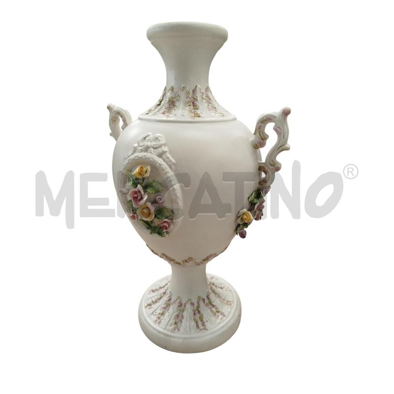 VASO ANFORA BIANCA DECORO RILIEVO FIORI | Mercatino dell'Usato Chieri 2
