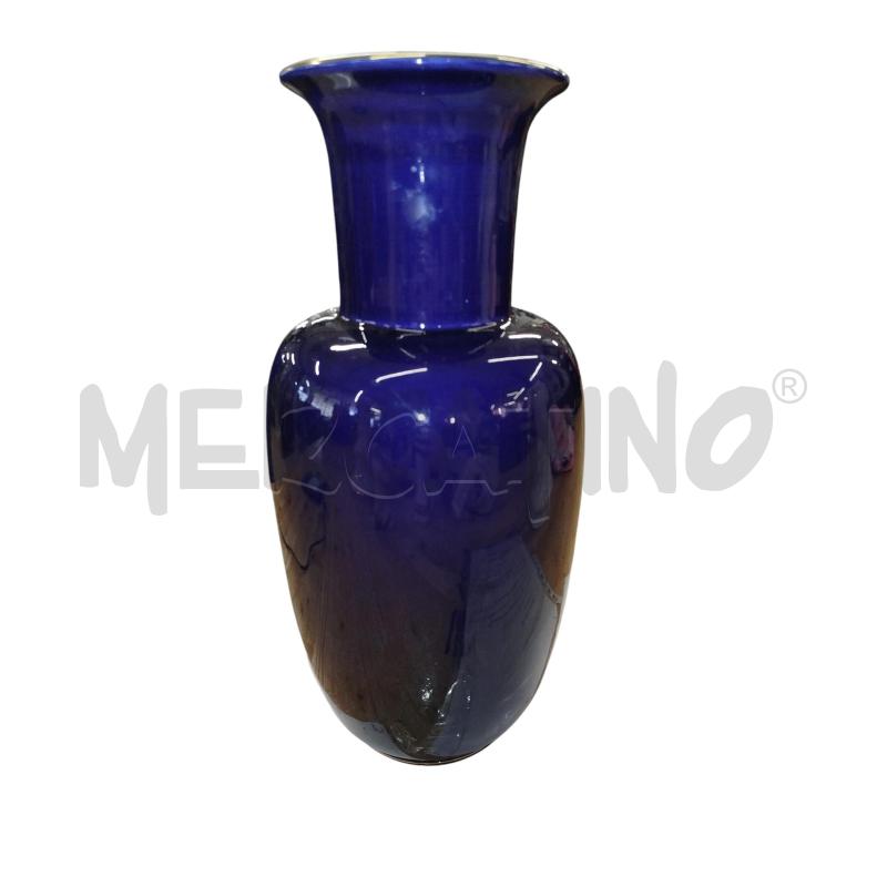 VASO BLU FIORATO COLOR ORO | Mercatino dell'Usato Chieri 2