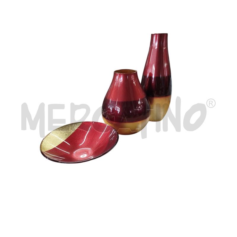 VASO STRISCIA ROSSO ARANCIO COPPIA CON CENTROTAVOLA | Mercatino dell'Usato Chieri 1