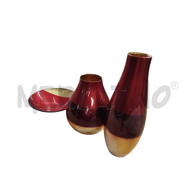 VASO STRISCIA ROSSO ARANCIO COPPIA CON CENTROTAVOLA | Mercatino dell'Usato Chieri 2
