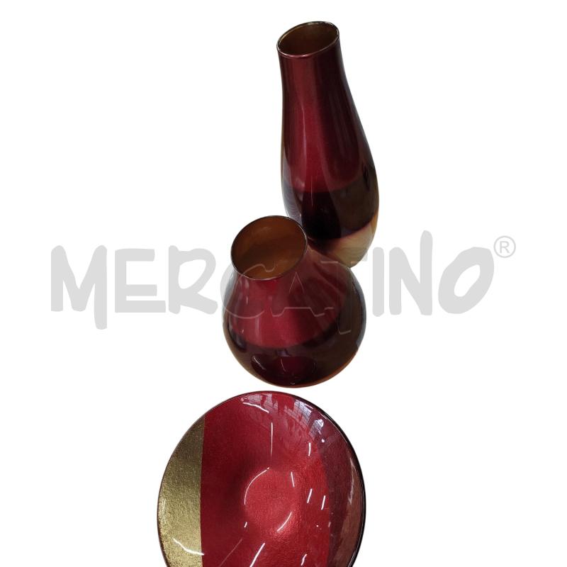 VASO STRISCIA ROSSO ARANCIO COPPIA CON CENTROTAVOLA | Mercatino dell'Usato Chieri 3