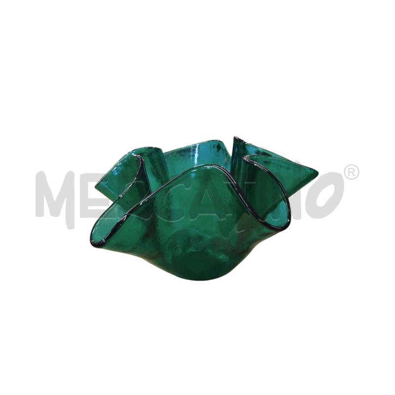 VASO VERDE FAZZOLETTO VETRO | Mercatino dell'Usato Chieri 1