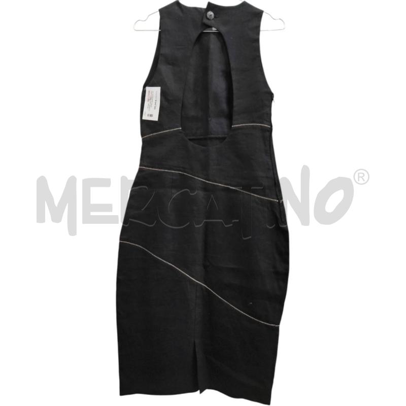 VESTITO DONNA NERO LINO MONDRIAN SPACCO SCHIENA RIGHE DORATE | Mercatino dell'Usato Chieri 2