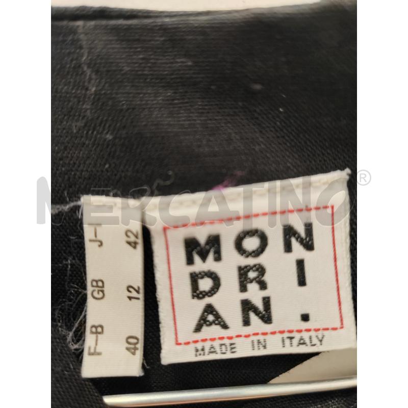 VESTITO DONNA NERO LINO MONDRIAN SPACCO SCHIENA RIGHE DORATE | Mercatino dell'Usato Chieri 3