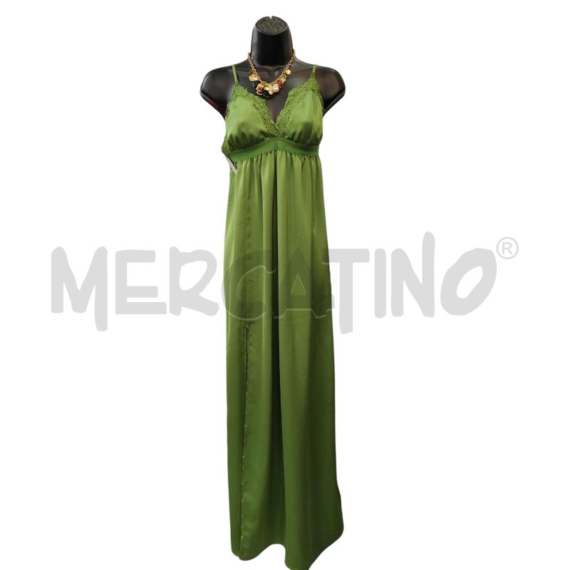 VESTITO DONNA VERDE SIMIL RASO MERCI SPACCO DAV | Mercatino dell'Usato Chieri 1