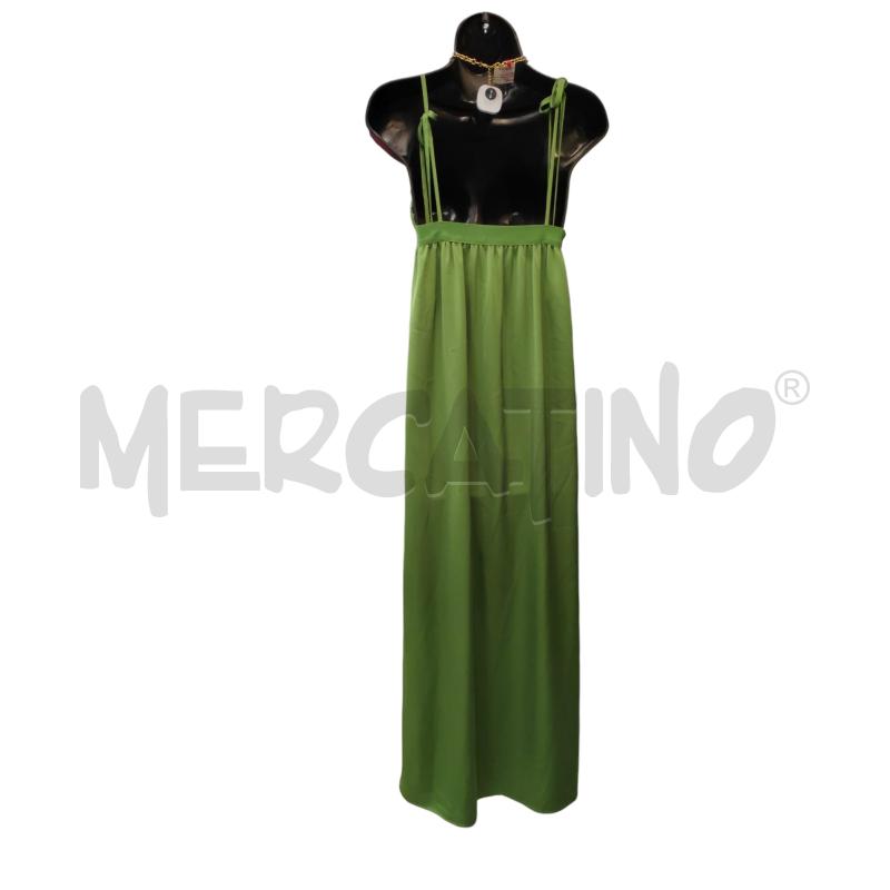 VESTITO DONNA VERDE SIMIL RASO MERCI SPACCO DAV | Mercatino dell'Usato Chieri 2