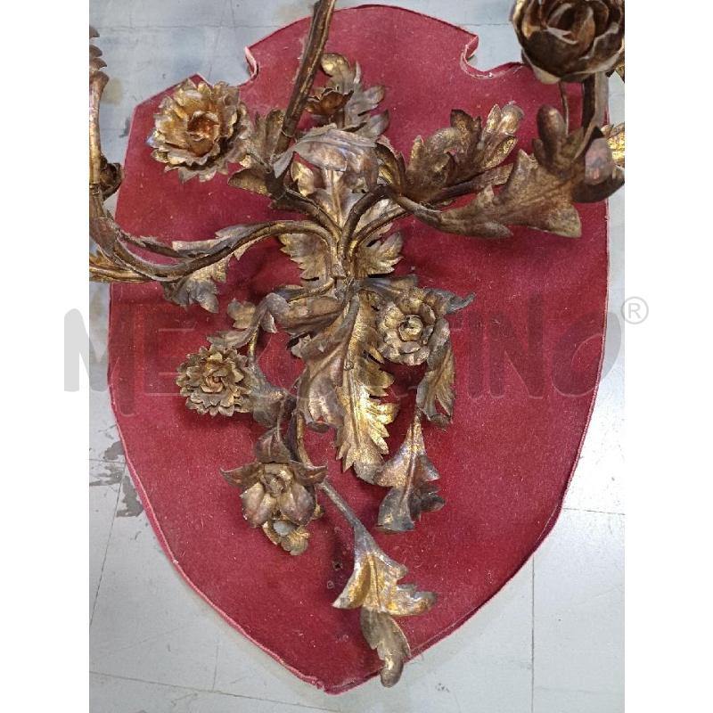 APPLIQUE 5 LUCI FIORI FERRO DORATO  | Mercatino dell'Usato Moncalieri - fr. moriondo 2