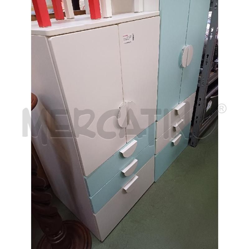 ARMADIETTO 3 CASSETTI 2 ANTE BIANCO CELESTE | Mercatino dell'Usato Moncalieri - fr. moriondo 1