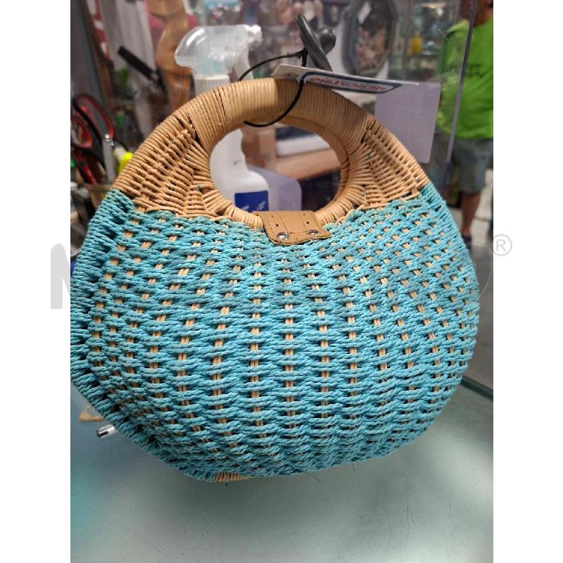 BORSA DONNA RAFFIA AZZURRA BEIGE  | Mercatino dell'Usato Moncalieri - fr. moriondo 1