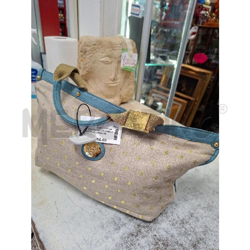 BORSA DONNA SHOPPER DORATA AZZURRA OROBIANCO | Mercatino dell'Usato Moncalieri - fr. moriondo 2