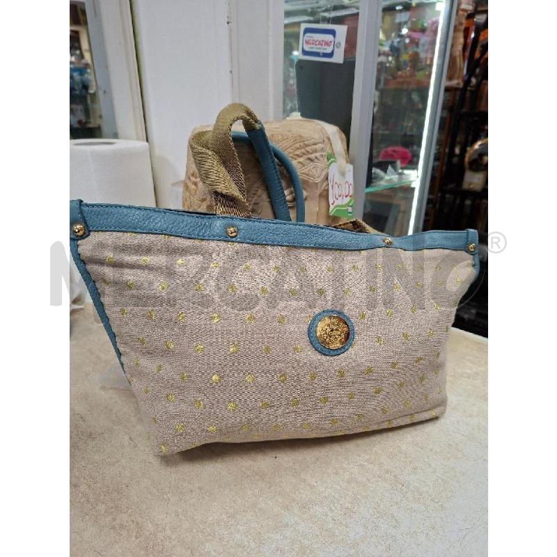 BORSA DONNA SHOPPER DORATA AZZURRA OROBIANCO | Mercatino dell'Usato Moncalieri - fr. moriondo 4