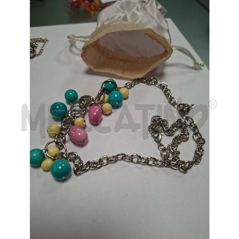 COLLANA SODINI PALLINE VERDI ROSA  | Mercatino dell'Usato Moncalieri - fr. moriondo 1