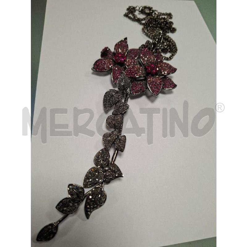 COLLANA SPILLA FIORI STRASS FUXIA | Mercatino dell'Usato Moncalieri - fr. moriondo 1