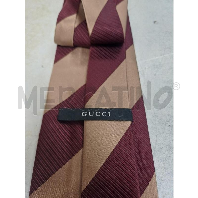 CRAVATTA RIGHE BRONZO BORDEAUX GUCCI | Mercatino dell'Usato Moncalieri - fr. moriondo 3