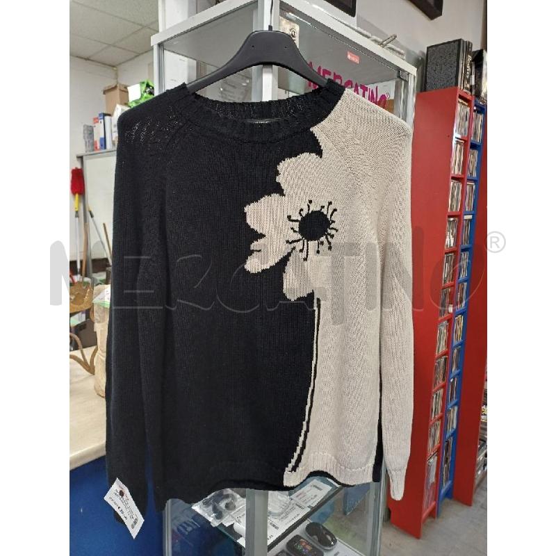 MAGLIONE DONNA COTONE NERO BIANCO FIORE MAX MARA WEEKEND | Mercatino dell'Usato Moncalieri - fr. moriondo 1
