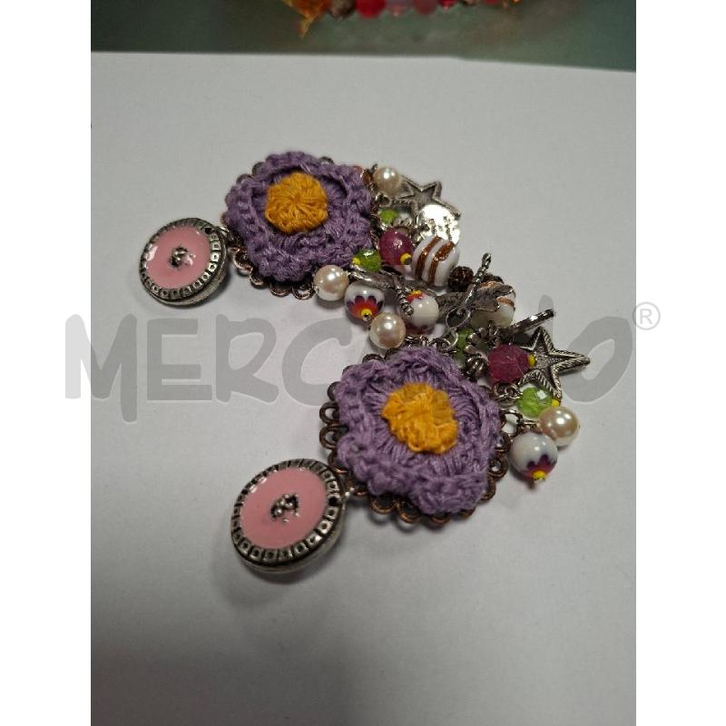 ORECCHINI FIORI UNCINETTO LILLA | Mercatino dell'Usato Moncalieri - fr. moriondo 1