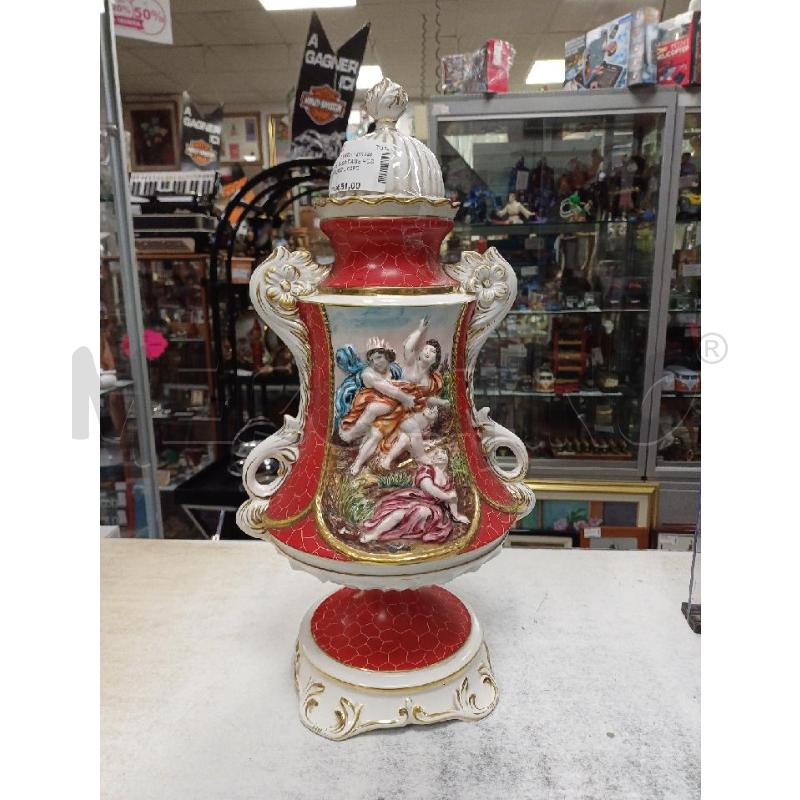 POTICHE VASO DAME ROSSO DECORATO CAPODIMONTE | Mercatino dell'Usato Moncalieri - fr. moriondo 1
