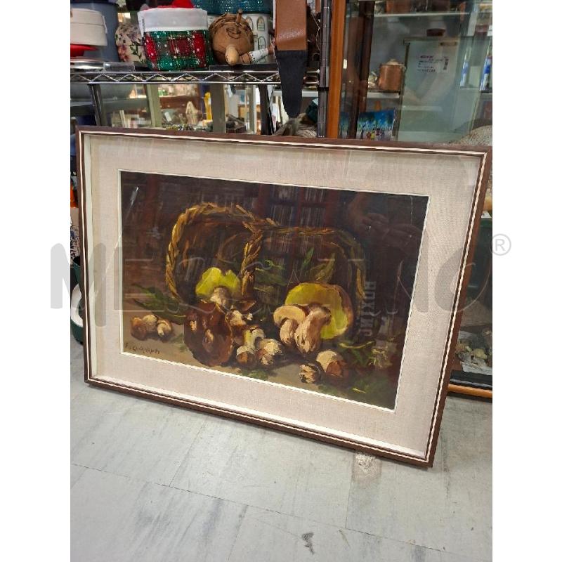QUADRO DIPINTO F. CAVAZZUTI CESTO CON FUNGHI | Mercatino dell'Usato Moncalieri - fr. moriondo 1