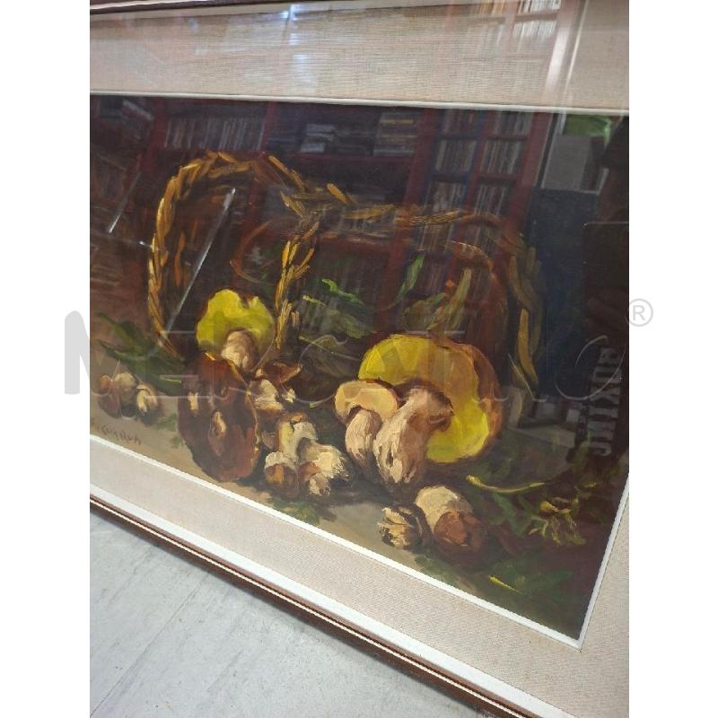 QUADRO DIPINTO F. CAVAZZUTI CESTO CON FUNGHI | Mercatino dell'Usato Moncalieri - fr. moriondo 2