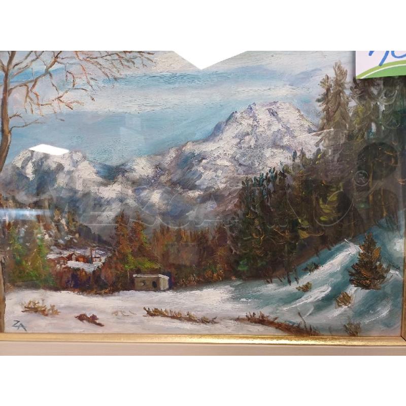 QUADRO DIPINTO PAESAGGIO INNEVATO ZA  | Mercatino dell'Usato Moncalieri - fr. moriondo 3